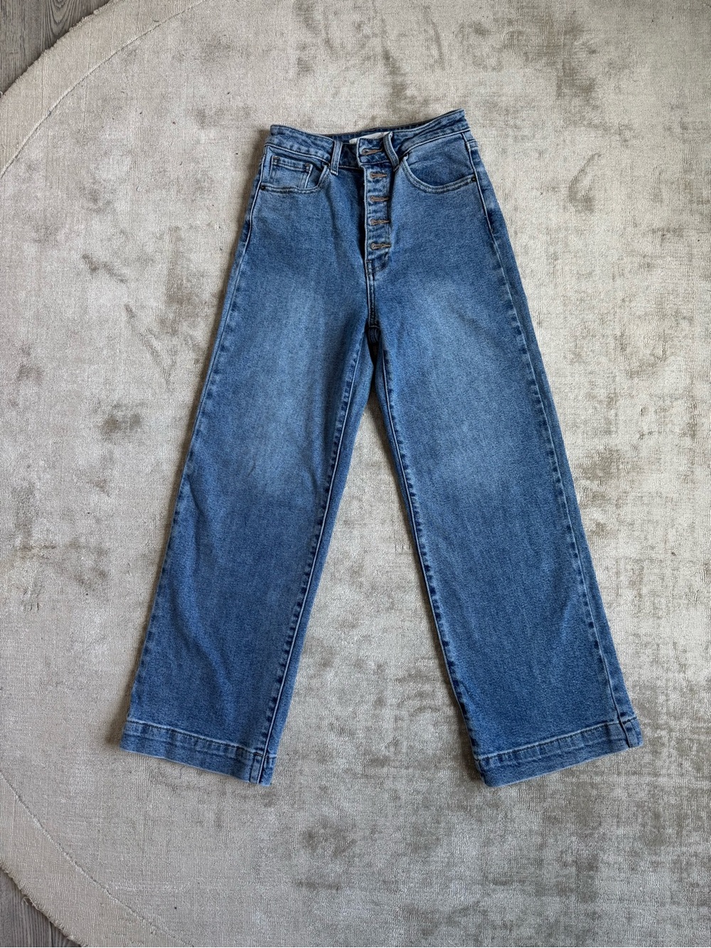 Altar'd State Medium Blue Button-Fly Wide Leg Jeans